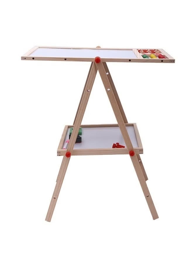 إيليلي حامل رسم فني للأطفال 2 في 1 قابل لتعديل الارتفاع، حامل أنشطة الرسم الفني على الوجهين، لوح خشبي قابل للمسح الجاف مع سبورة بيضاء وسبورة طباشير للأطفال الصغار من الأولاد والبنات - Image 3